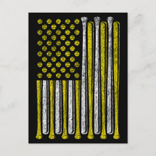 American Flag Softball Team Vintage Lustig Postkarte