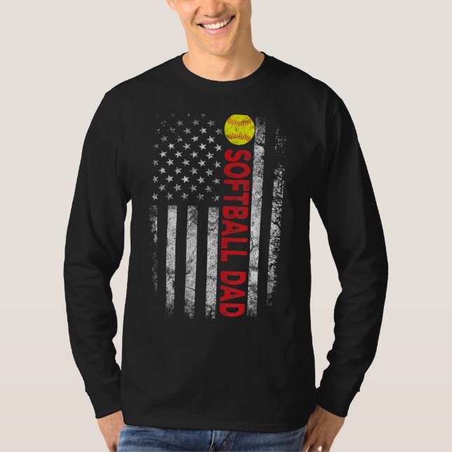 American Flag Softball Vater Patriotic 4. Juli Fat T-Shirt (Vorderseite)