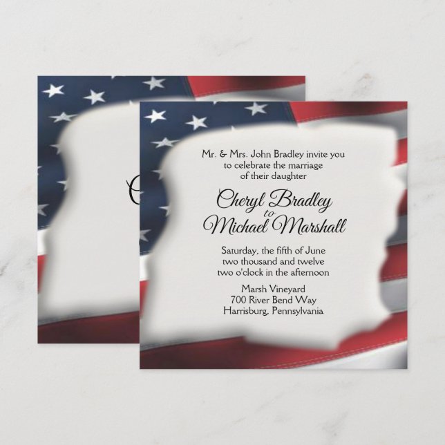 American Flag Splash Hochzeitseinladungen Einladung (Vorne/Hinten)