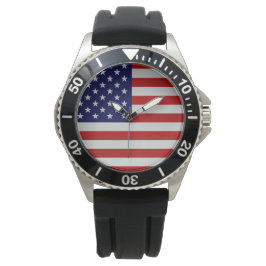American Flag Stainless Steel Bracelet Watch Armbanduhr