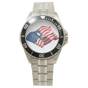 American Flag Stainless Watch Armbanduhr
