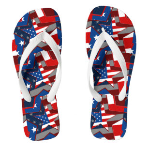 American Flag Star Adult Flip Flops