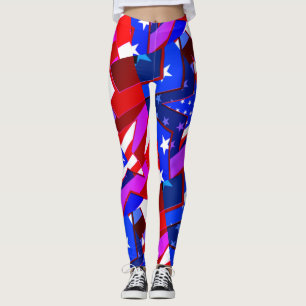 American Flag Stars Miami Abstrait Art Leggings