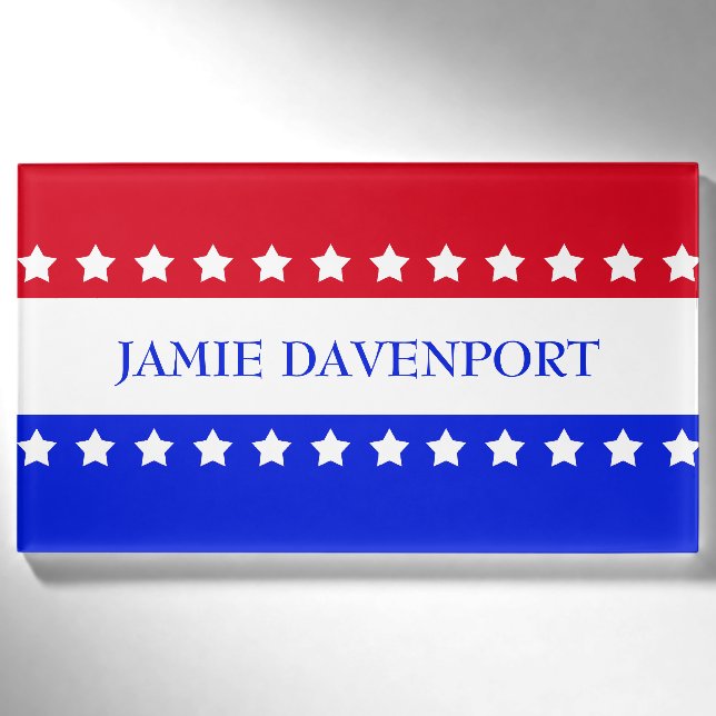 American Flag Stars Red White Blue Namenschild (Vorderseite)
