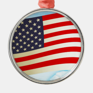 American Flag Stars Stripes Ehrenfreiheit Truppen Silbernes Ornament
