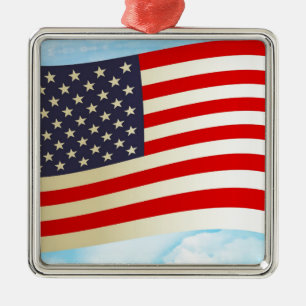 American Flag Stars Stripes Ehrenfreiheit Truppen Silbernes Ornament