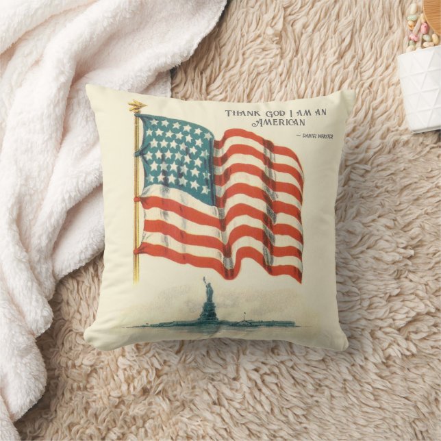 American Flag Statue of Liberty Blank Card Kissen (Decke)