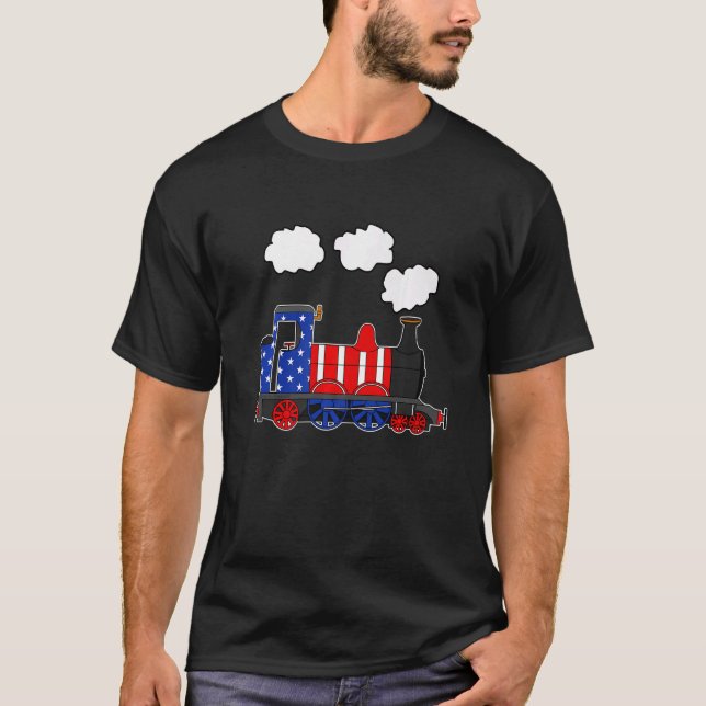 American Flag Steam Train 4. Juli Usa Bahn Tr T-Shirt (Vorderseite)