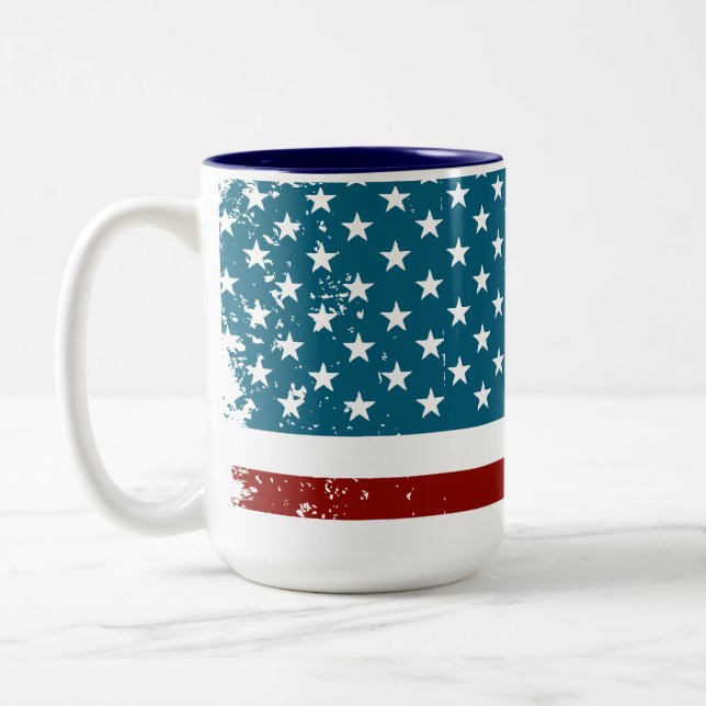 American Flag Sterne Streifen rot-blau Zweifarbige Tasse (Links)