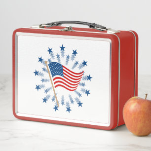 American Flag Sternexplosion Fireworks 4. Juli Metall Brotdose