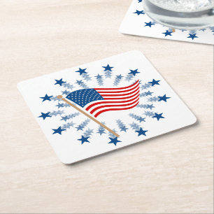 American Flag Sternexplosion Fireworks 4. Juli Rechteckiger Pappuntersetzer
