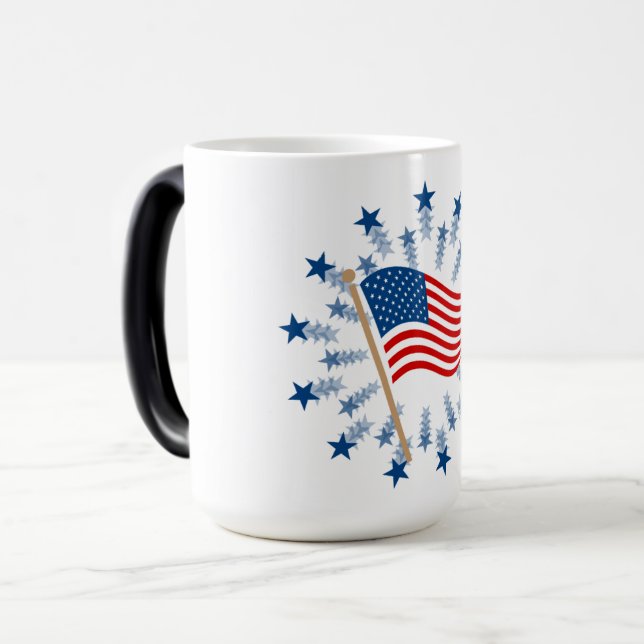 American Flag Sternexplosion Fireworks 4. Juli Verwandlungstasse (Vorderseite Links)