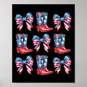 American Flag Stiefel and Bows 4. Juli Cowgirl W Poster
