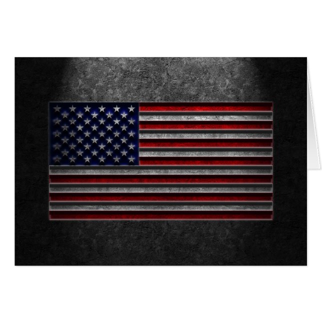 American Flag Stone Texture Grußkarte (Vorderseite (Horizontal))