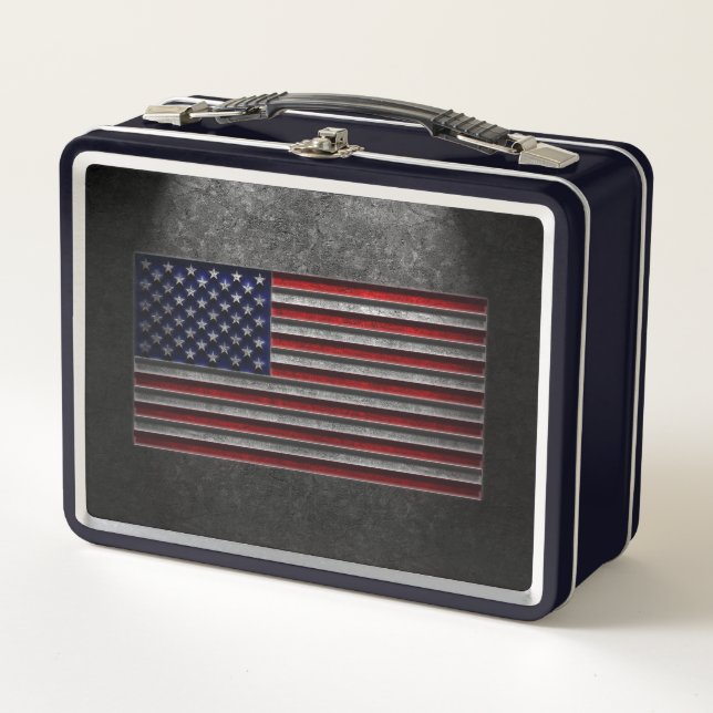 American Flag Stone Texture Metall Lunch Box (Vorderseite)