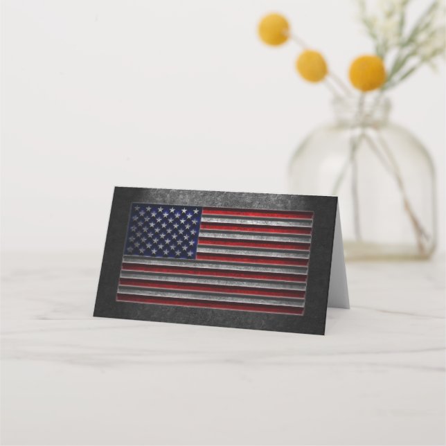 American Flag Stone Texture Platzkarte (Vorderseite)