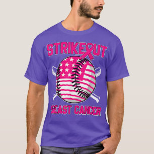 American Flag Strikeout Breast Cancer Baseball  T-Shirt