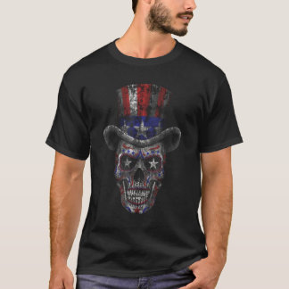 American Flag Sugar Skull 4. Juli T-Shirt