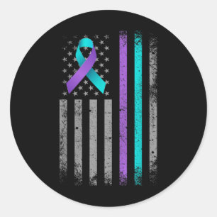 American Flag Suicide Prevention Awareness Ribbon Runder Aufkleber