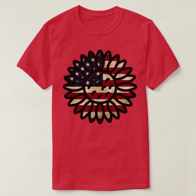 American Flag Sunflower T-Shirt (Design vorne)