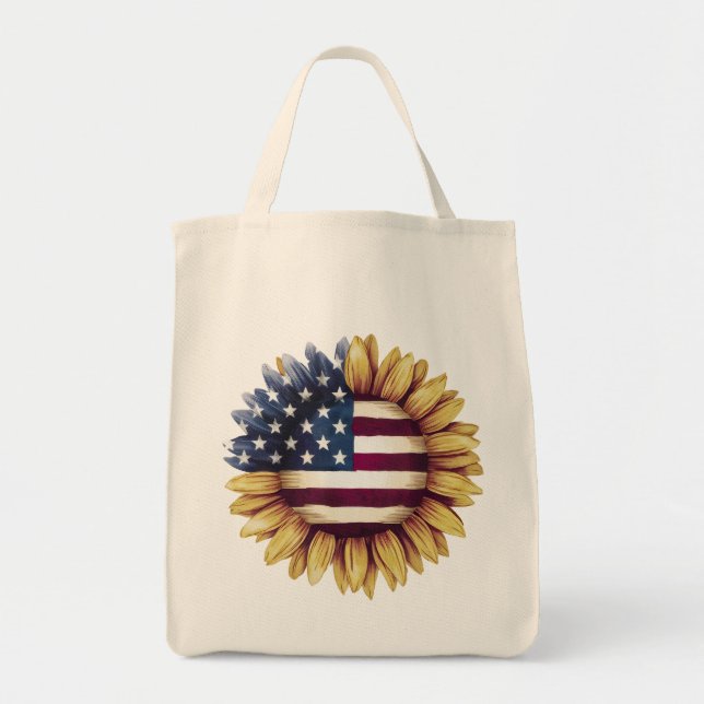 American Flag Sunflower Tragetasche (Vorne)