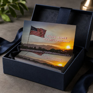 American Flag Sunset Company Name Business Card Visitenkarte