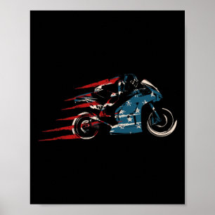American Flag Super Bike Moto Gp 4. Juli Dirt Poster