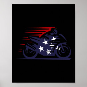 American Flag Super Bike Moto Gp Unabhängigkeitsta Poster