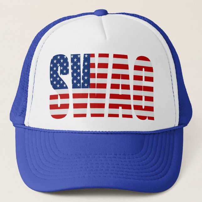 American Flag SWAG Blue Mesh Snapback Trucker Hat Truckerkappe (Vorderseite)