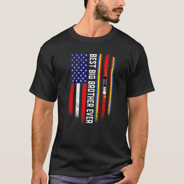 American Flag & Swasiland Flag Beste Big Brother E T-Shirt (Vorderseite)