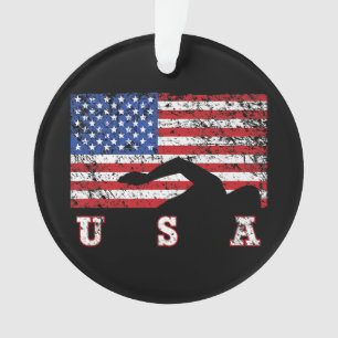 American Flag Swimming USA Cadeau Swim Team Premiu