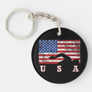 American Flag Swimming USA Cadeau Swim Team Premiu