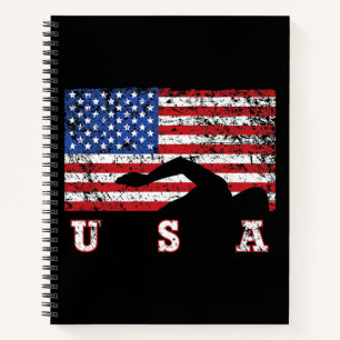 American Flag Swimming USA Gift Swim Team Premium Notizbuch