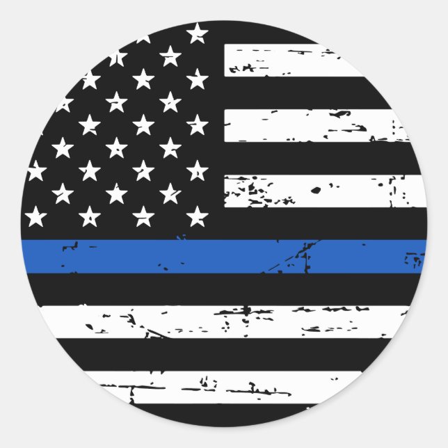 American Flag Thin Blue Line Runder Aufkleber (Vorderseite)