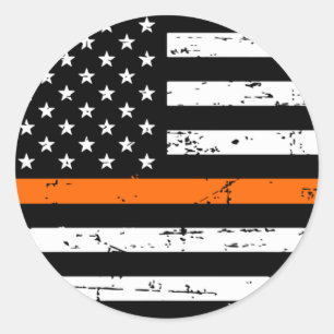 American Flag Thin Orange Line Runder Aufkleber