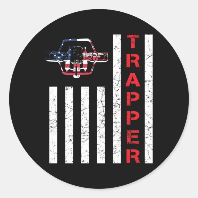 American Flag Trapg for Trappers and Jäger Runder Aufkleber (Vorderseite)