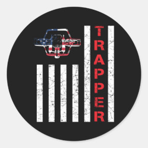 American Flag Trapg for Trappers and Jäger Runder Aufkleber