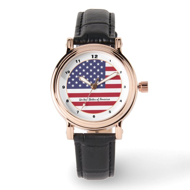 American Flag & United Staaten Fashion USA /design Armbanduhr (Vorderseite)