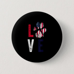 American Flag US Liebe Dog Paw Patriotic 4. Ju Button
