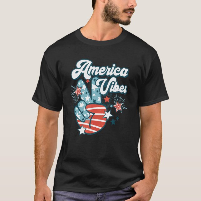 American Flag USA 4th of July Independence Day Pat T-Shirt (Vorderseite)