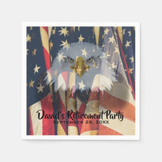 American Flag USA Bald Eagle Militärische Rente Serviette (Vorderseite)