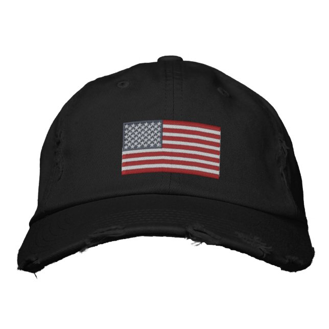 American Flag USA Große Stickerei Real Stars! Bestickte Kappe (Vorderseite)