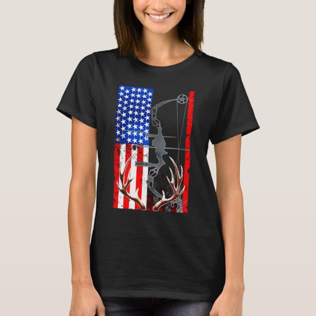 American Flag USA Hunter Bow T-Shirt (Vorderseite)