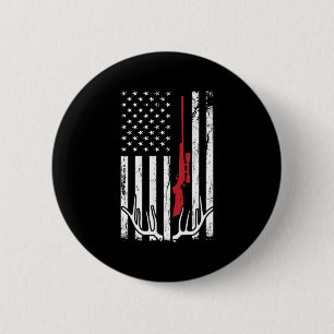 American Flag USA Hunter Hunt Fun Junting Apparel Button