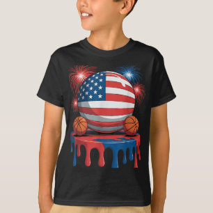American Flag Usa Ice Creme Tropfen Game Basketbal T-Shirt