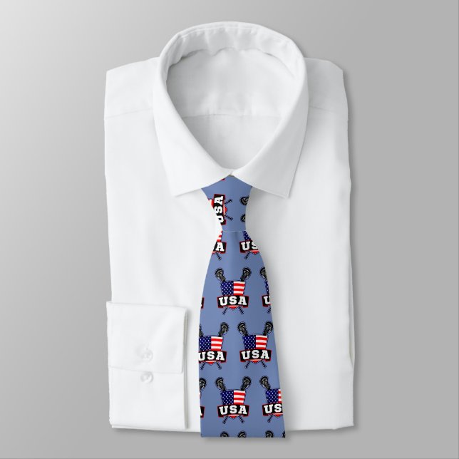 American Flag USA Lacrosse Cravate (Attaché)