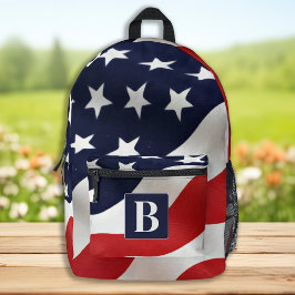 American Flag USA Personalisiert Monogram Initial Bedruckter Rucksack
