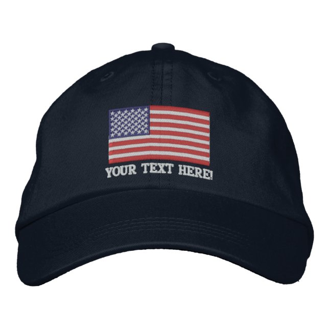 American Flag USA Personalize it! Große Stickerei Bestickte Kappe (Vorderseite)