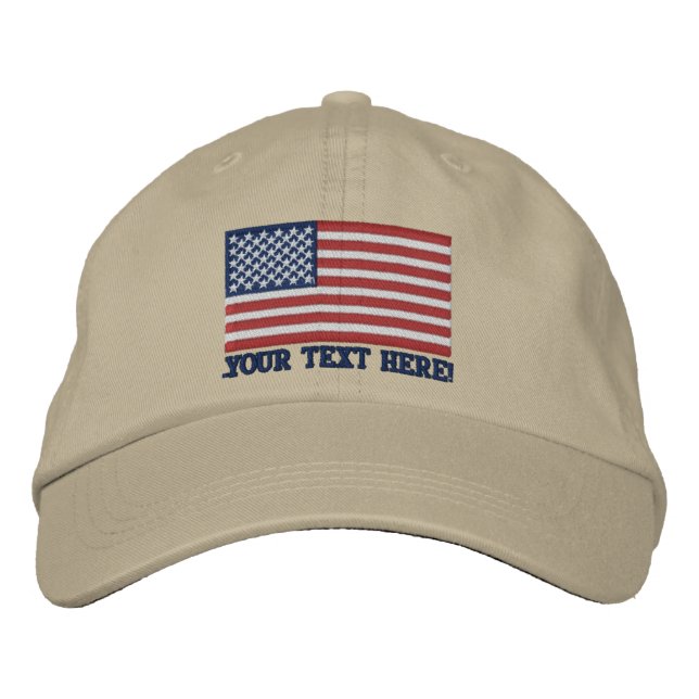 American Flag USA Personalize it! Große Stickerei Bestickte Kappe (Vorderseite)