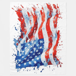 American Flag USA Watercolor 4. Juli Fleecedecke